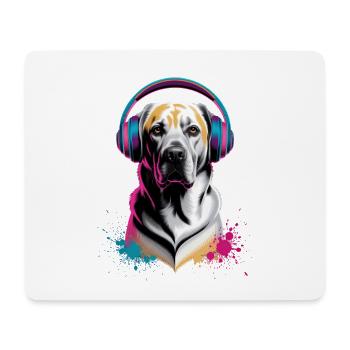 Labrador with headphones - Mouse Pad (horizontal) - white - Front