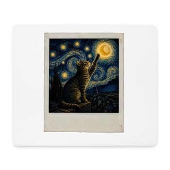 Star cat in night style - Mouse Pad (horizontal) - white - Front