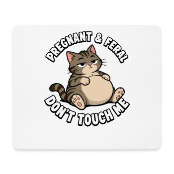 Schwangere und wilde Katze – Finger weg von mir! - Mousepad (Querformat) - Weiß - Vorne
