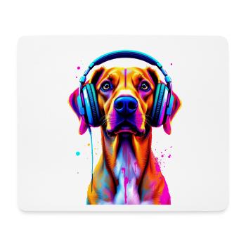 Viszla mit Kopfhörer - Mousepad (Querformat) - Weiß - Vorne