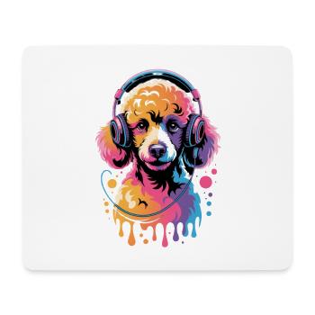 Caniche avec un casque - Tapis de souris (format paysage) - blanc - Devant