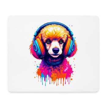 Caniche avec un casque - Tapis de souris (format paysage) - blanc - Devant