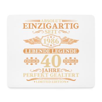 Einzigartig seit 1986 Jahrgang - 40. Geburtstag - Mousepad (Querformat) - Weiß - Vorne