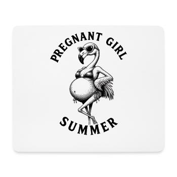 Fille enceinte, été, plage, flamant rose - Tapis de souris (format paysage) - blanc - Devant
