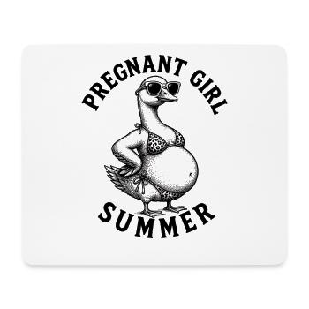 Fille enceinte, plage d’été, oie, drôle, S - Tapis de souris (format paysage) - blanc - Devant