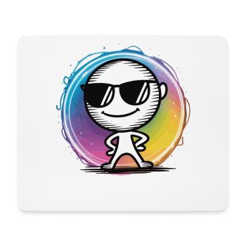 Cool T-Shirt with Sunglasses - Pop Art Gift - Mouse Pad (horizontal) - white - Front