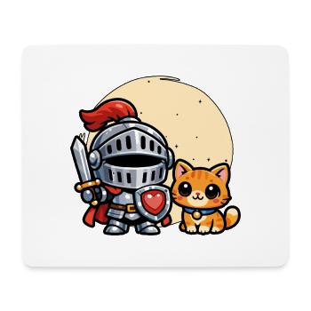Cute Cat And Knight Ren Faire Medieval - Mouse Pad (horizontal) - white - Front