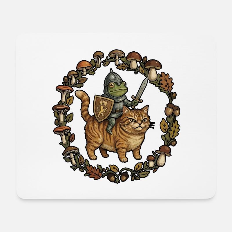 Medieval Frog On Cat Ren Faire Medieval Knight - Mousepad (Querformat) - Weiß