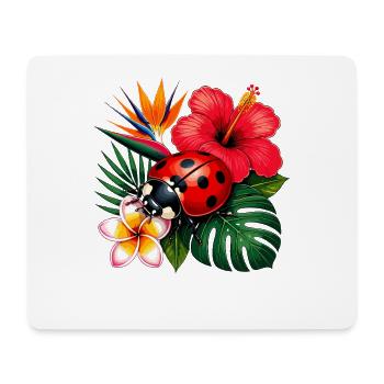 Tropical ladybug in hibiscus - Mouse Pad (horizontal) - white - Front