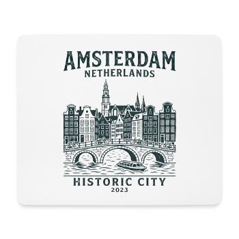 Amsterdam Netherlands City Canal Skyline - Mousepad (Querformat) - Weiß - Vorne