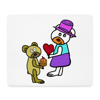 Teddy Ours d’anniversaire des enfants pour la fête des mères - Tapis de souris (format paysage) - blanc - Devant