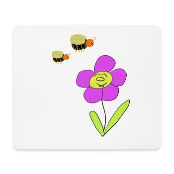 Flower with friendly bees - Mouse Pad (horizontal) - white - Front
