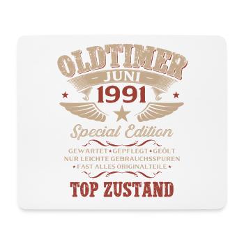 35. Geburtstag Geschenk Mann Oldtimer Juni 1991 - Mousepad (Querformat) - Weiß - Vorne