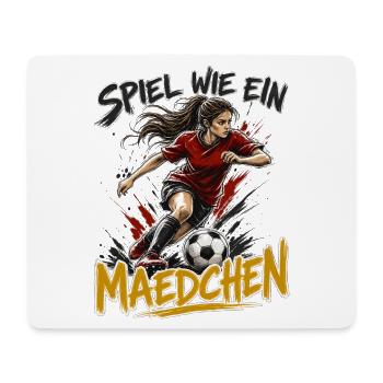 Spiel wie ein Mädchen Fußballheldin - Mousepad (Querformat) - Weiß - Vorne