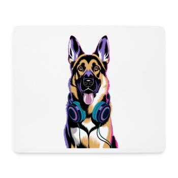 Berger allemand avec casque - Tapis de souris (format paysage) - blanc - Devant