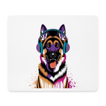 Berger allemand avec casque - Tapis de souris (format paysage) - blanc - Devant