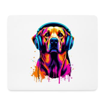 Golden Retriever avec des écouteurs - Tapis de souris (format paysage) - blanc - Devant