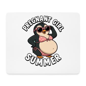 Pregnant girl, summer, beach, penguin, lust - Mouse Pad (horizontal) - white - Front