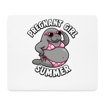 Schwangeres Mädchen, Sommer, Strand, Seekuh, lusti - Mousepad (Querformat) - Weiß - Vorne