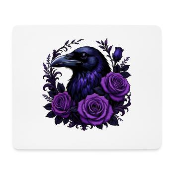 Night crow and purple roses - Mouse Pad (horizontal) - white - Front