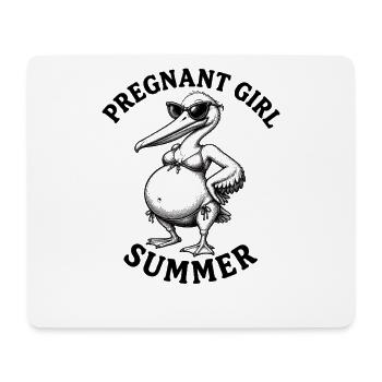 Fille enceinte, plage d’été, pélican, drôle - Tapis de souris (format paysage) - blanc - Devant