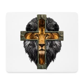 Löwe mit Jesus Kreuz christliche Religion  - Mousepad (Querformat) - Weiß - Vorne