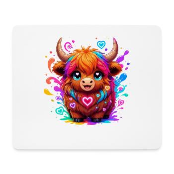 Farbenfroher Yak mit Herz - Mousepad (Querformat) - Weiß - Vorne