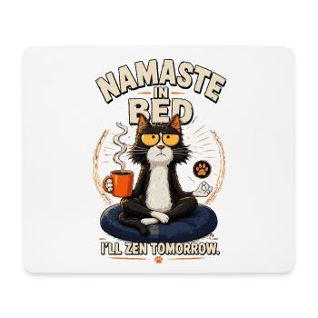 Namaste im Bett Zen-Katze - Mousepad (Querformat) - Weiß - Vorne