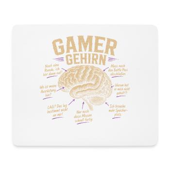 Gamer Gehirn Humor Shirt - Mousepad (Querformat) - Weiß - Vorne