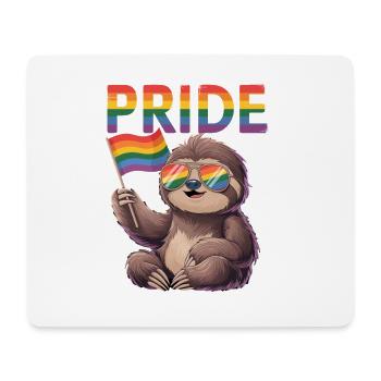 Lazy Pride Rainbow Sloth with Flag - Mouse Pad (horizontal) - white - Front
