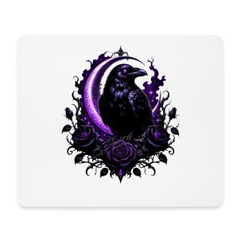 Corbeau lune pourpre avec des roses - Tapis de souris (format paysage) - blanc - Devant