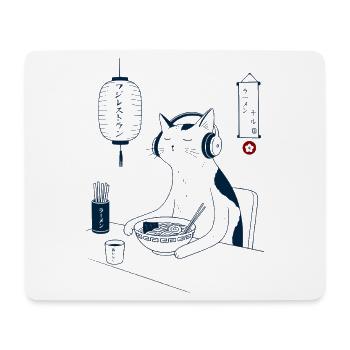 Ramen & Chill Katze - Mousepad (Querformat) - Weiß - Vorne