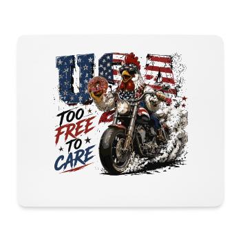 USA trop libres de s’en soucier Motard Rooster Moto Liberté - Tapis de souris (format paysage) - blanc - Devant