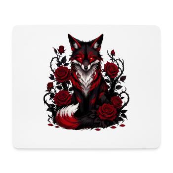 Gothischer Fuchs mit Rosen - Mousepad (Querformat) - Weiß - Vorne