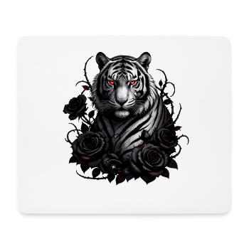 Roter Augen Tiger umgeben von Rosen - Mousepad (Querformat) - Weiß - Vorne