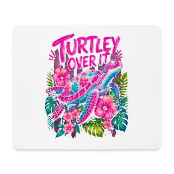 Turtley Over It Cute Turtle Flower - Mouse Pad (horizontal) - white - Front
