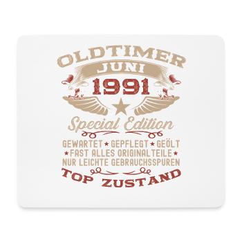 35. Geburtstag Geschenk Mann Oldtimer Juni 1991 - Mousepad (Querformat) - Weiß - Vorne