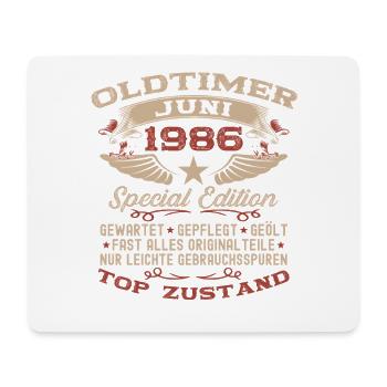 40. Geburtstag Geschenk Mann Oldtimer Juni 1986 - Mousepad (Querformat) - Weiß - Vorne
