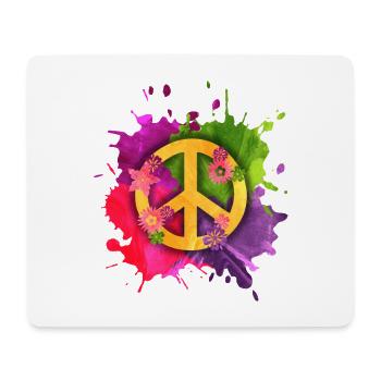 Peace Zeichen Hippie Splash – Flower Power - Mousepad (Querformat) - Weiß - Vorne