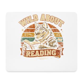 Wild About Reading Wolf Retro Books Saying - Mouse Pad (horizontal) - white - Front