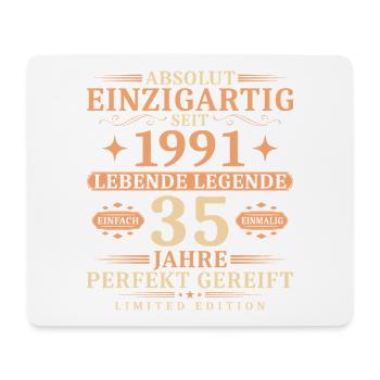 35. Geburtstag Einzigartig Jahrgang 1991 - Mousepad (Querformat) - Weiß - Vorne