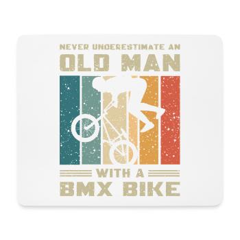 Ne sous-estime jamais un vieil homme avec un BMX - Tapis de souris (format paysage) - blanc - Devant