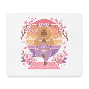 Zen Bär im Sakura Yoga - Mousepad (Querformat) - Weiß - Vorne