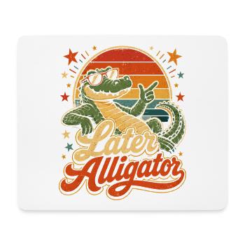 Später Alligator Retro-Sonnenuntergang - Mousepad (Querformat) - Weiß - Vorne