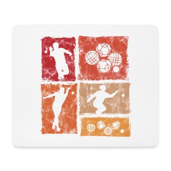 Boccia et joueur de pétanque graphique rétro - Tapis de souris (format paysage) - blanc - Devant