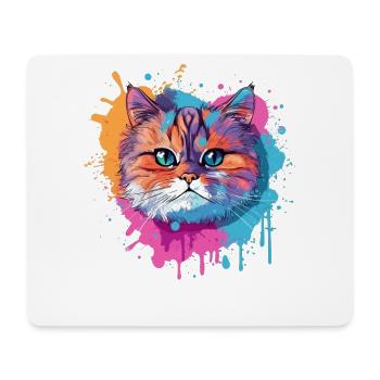 Exotische Kurzhaar-Katzengesicht – bunte Splash-Art - Mousepad (Querformat) - Weiß - Vorne