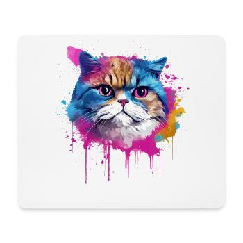 Éclaboussures colorées Visage de chat exotique à poil court - Tapis de souris (format paysage) - blanc - Devant