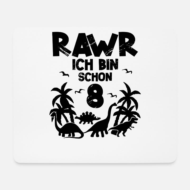 8. Geburtstag Dinosaurier - Mousepad (Querformat) - Weiß