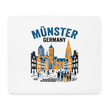 Münster Germany Skyline With Cyclists And Tourists - Mouse Pad (horizontal) - white - Front