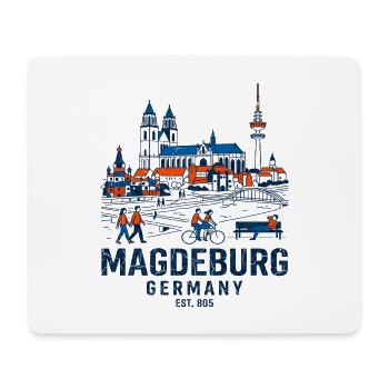 Magdeburg Germany Skyline And Elbe River - Mousepad (Querformat) - Weiß - Vorne